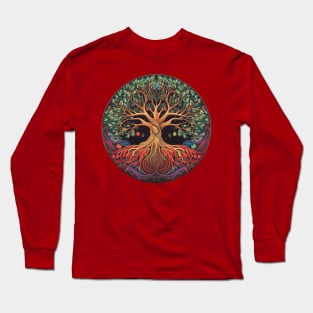 Forbidden Fruit Tree of Life Illustration Long Sleeve T-Shirt